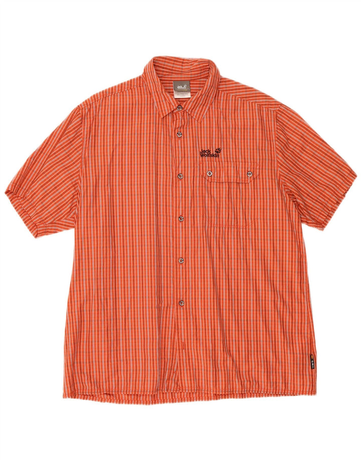 Camisa masculina de manga curta Jack Wolfskin XL laranja xadrez Lyocell