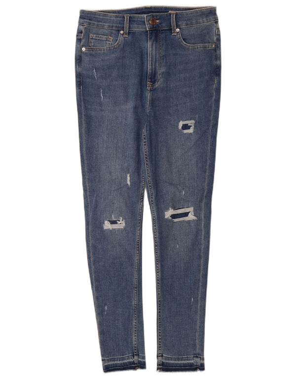 Calça jeans feminina Marks & Spencer The Ivy Skinny UK 10 pequena W26 L27 azul