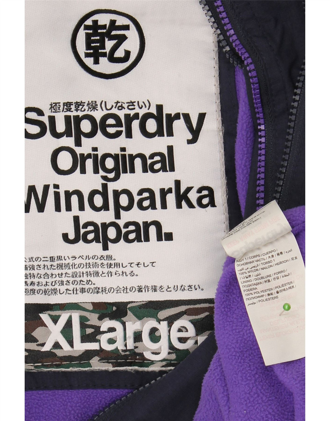 Jaqueta feminina SUPERDRY The windparka Graphic Parka UK 18 XL azul marinho