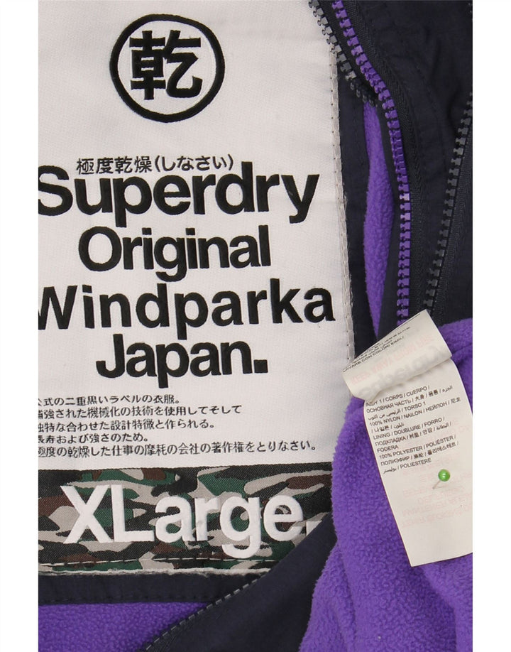 Jaqueta feminina SUPERDRY The windparka Graphic Parka UK 18 XL azul marinho
