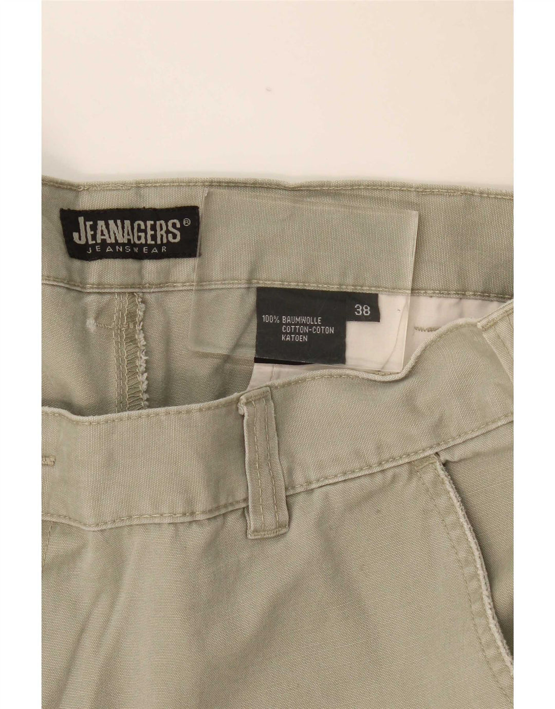 Shorts cargo masculino Jeanagers W38 XL algodão cáqui