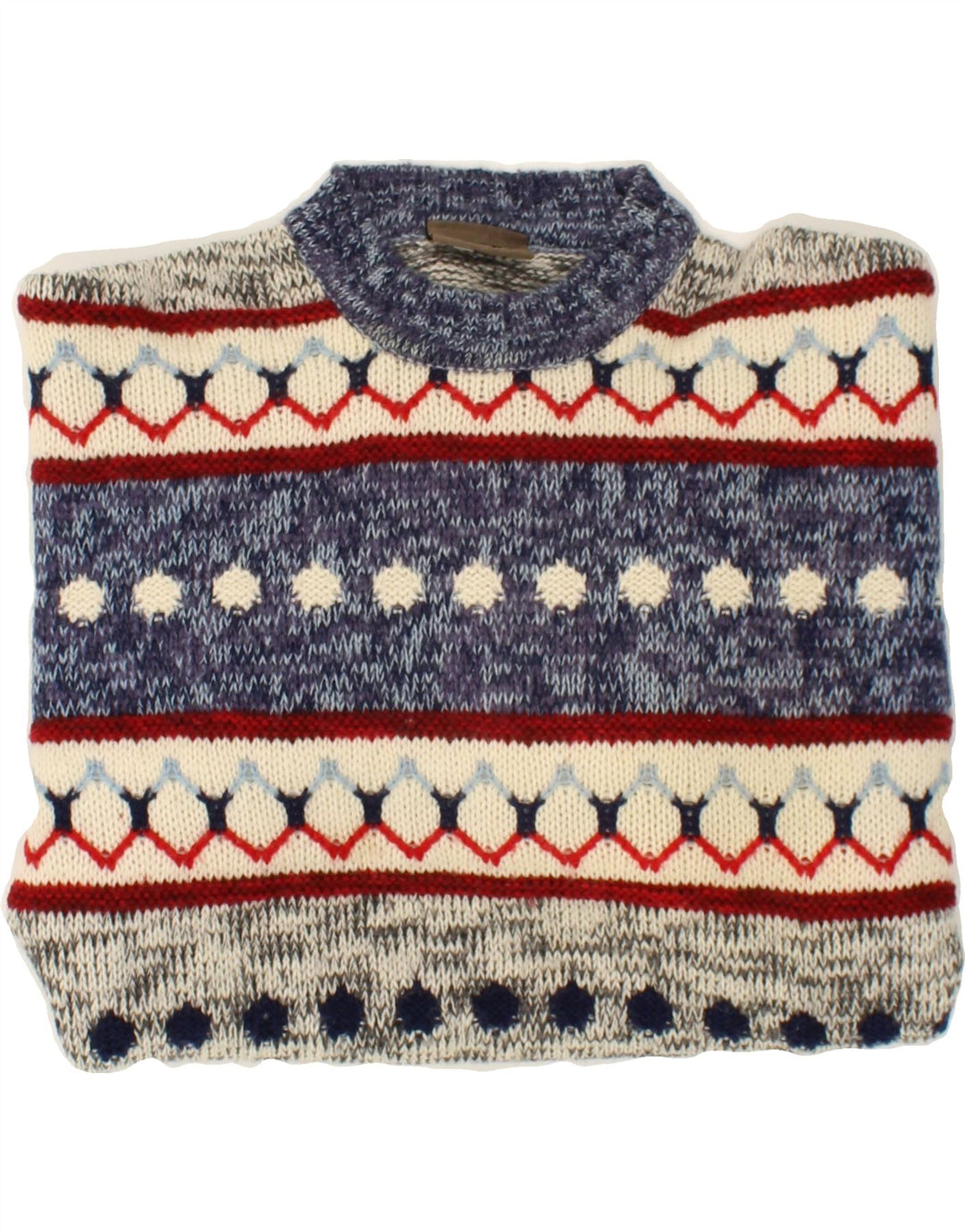 Suéter masculino SEVRES com gola redonda IT 50 lã Fair Isle azul médio