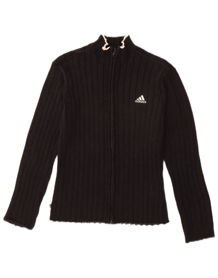 ADIDAS Suéter Cardigan Feminino UK 12 Médio Algodão Preto