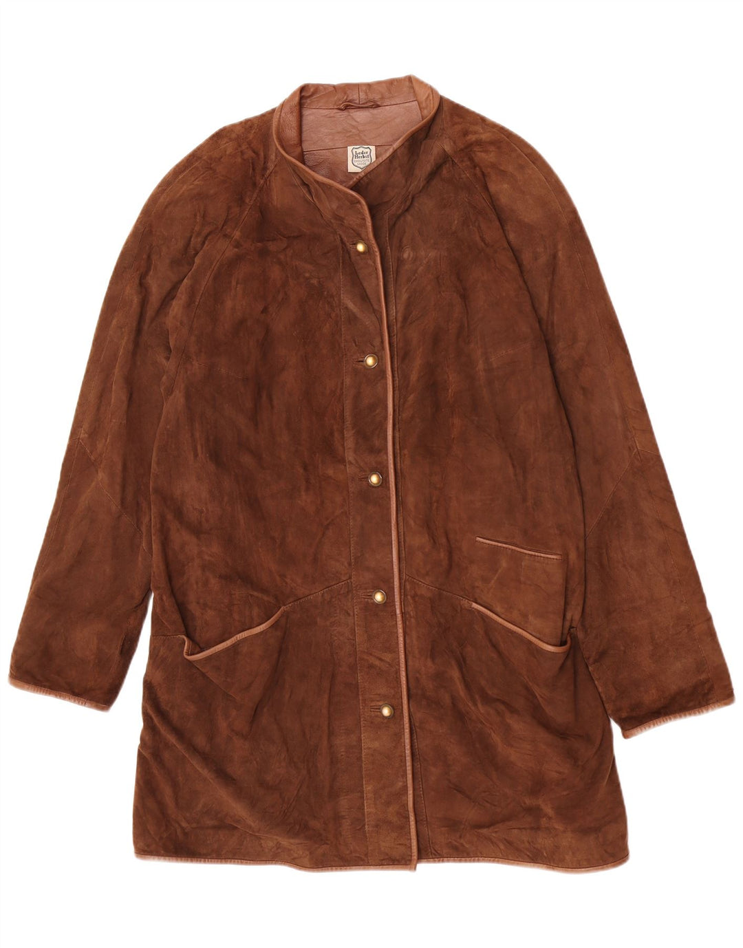 Jaqueta de couro feminina Leder Herbst UK 18 XL marrom clássico