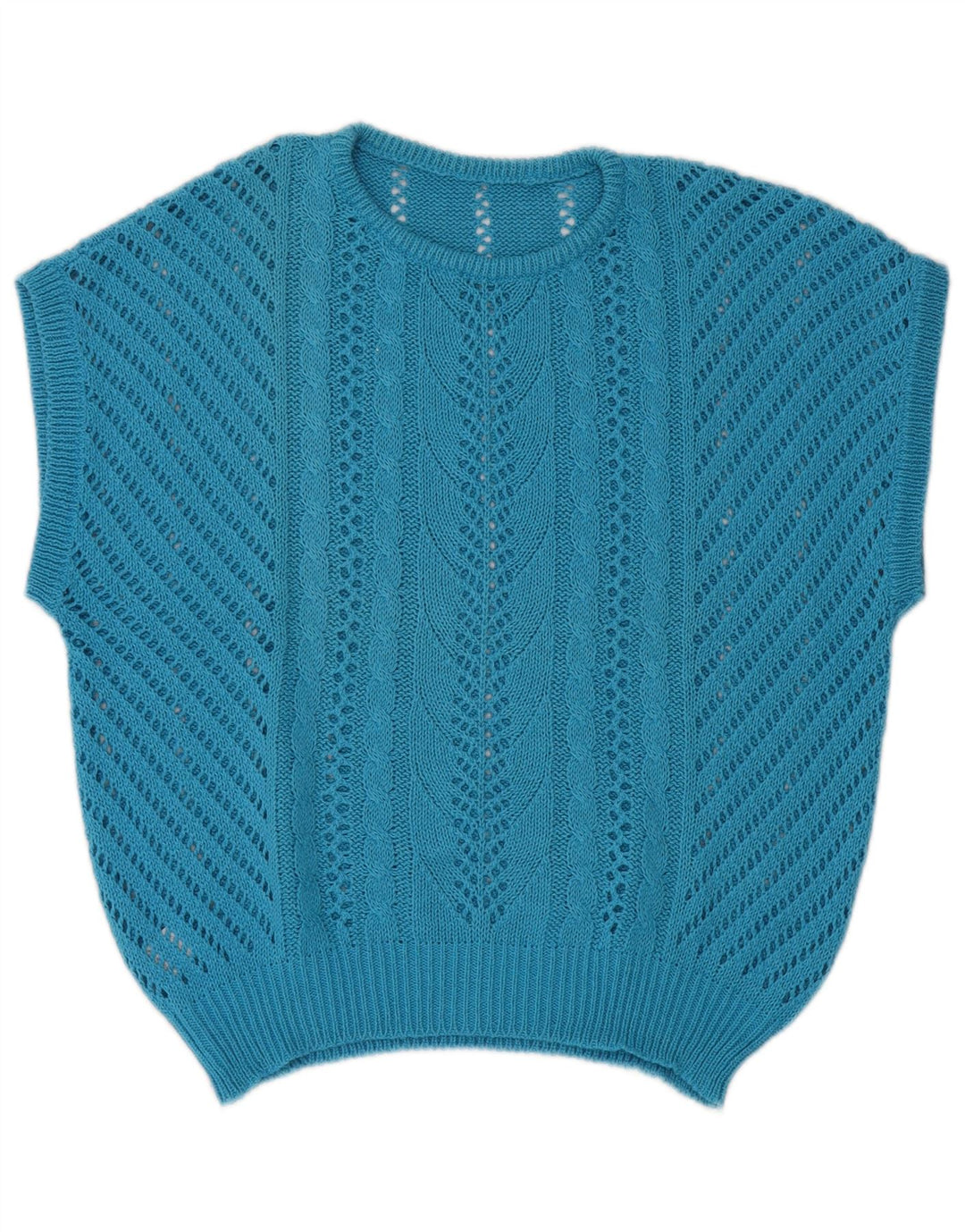 Colete feminino vintage regata UK 14 algodão azul médio