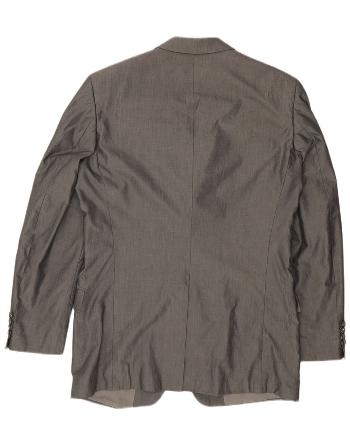 Jaqueta blazer masculina Hugo Boss com 3 botões Reino Unido 42 XL algodão cinza