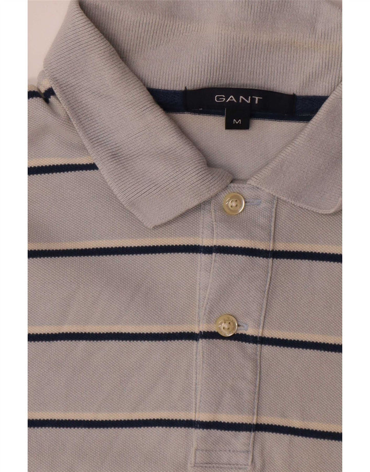 Camisa polo masculina Gant de algodão listrado azul médio