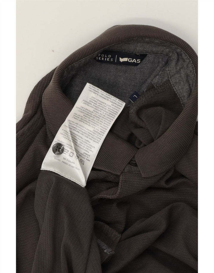 Camisa polo masculina de manga comprida GAS grande algodão cinza
