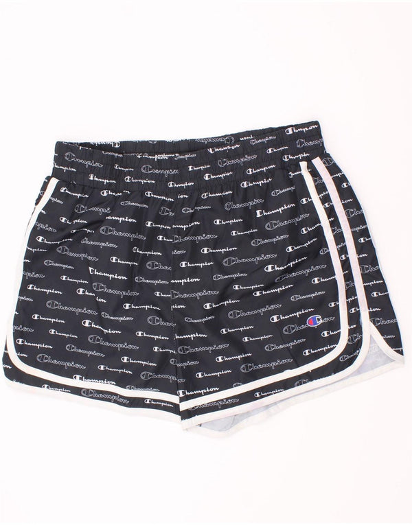 Shorts esportivos gráficos Champion feminino 13-14 anos XL preto poliéster