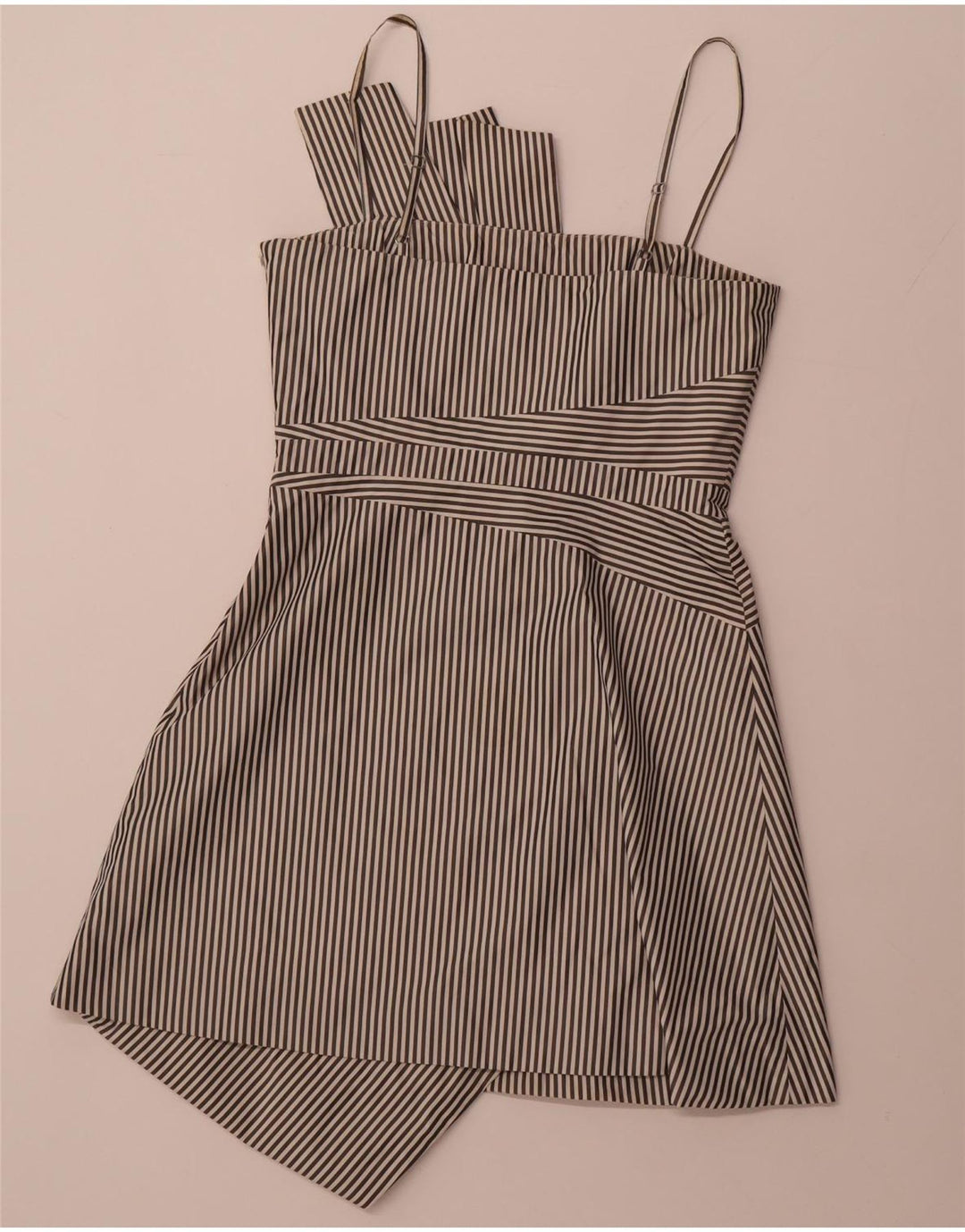 Vestido feminino assimétrico linha A KAREN MILLEN UK 12 médio preto listrado