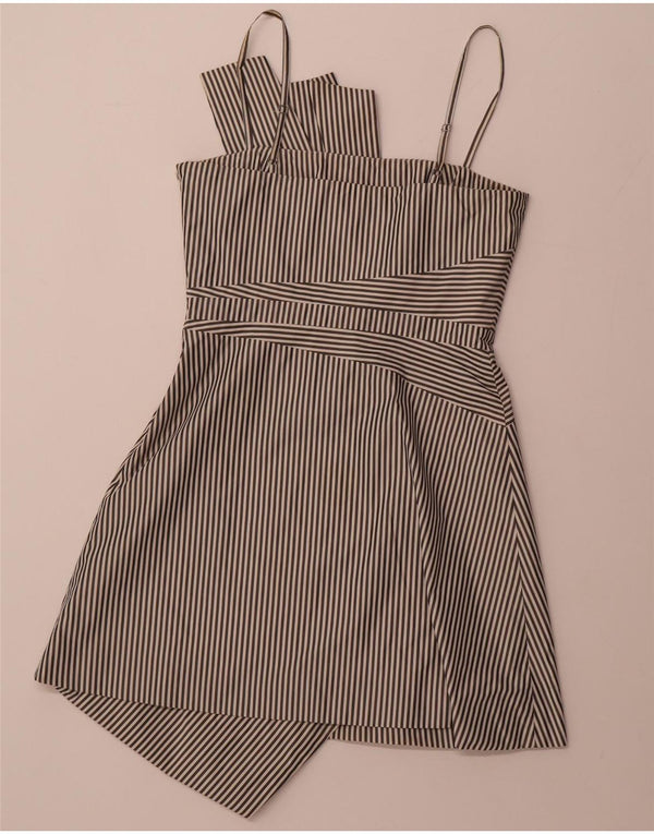 Vestido feminino assimétrico linha A KAREN MILLEN UK 12 médio preto listrado