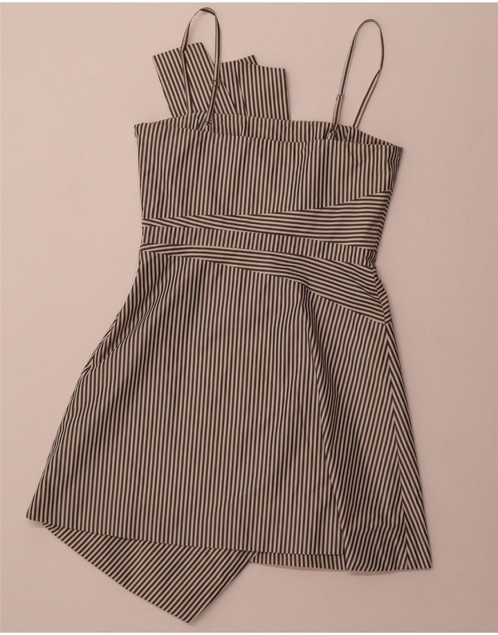 Vestido feminino assimétrico linha A KAREN MILLEN UK 12 médio preto listrado