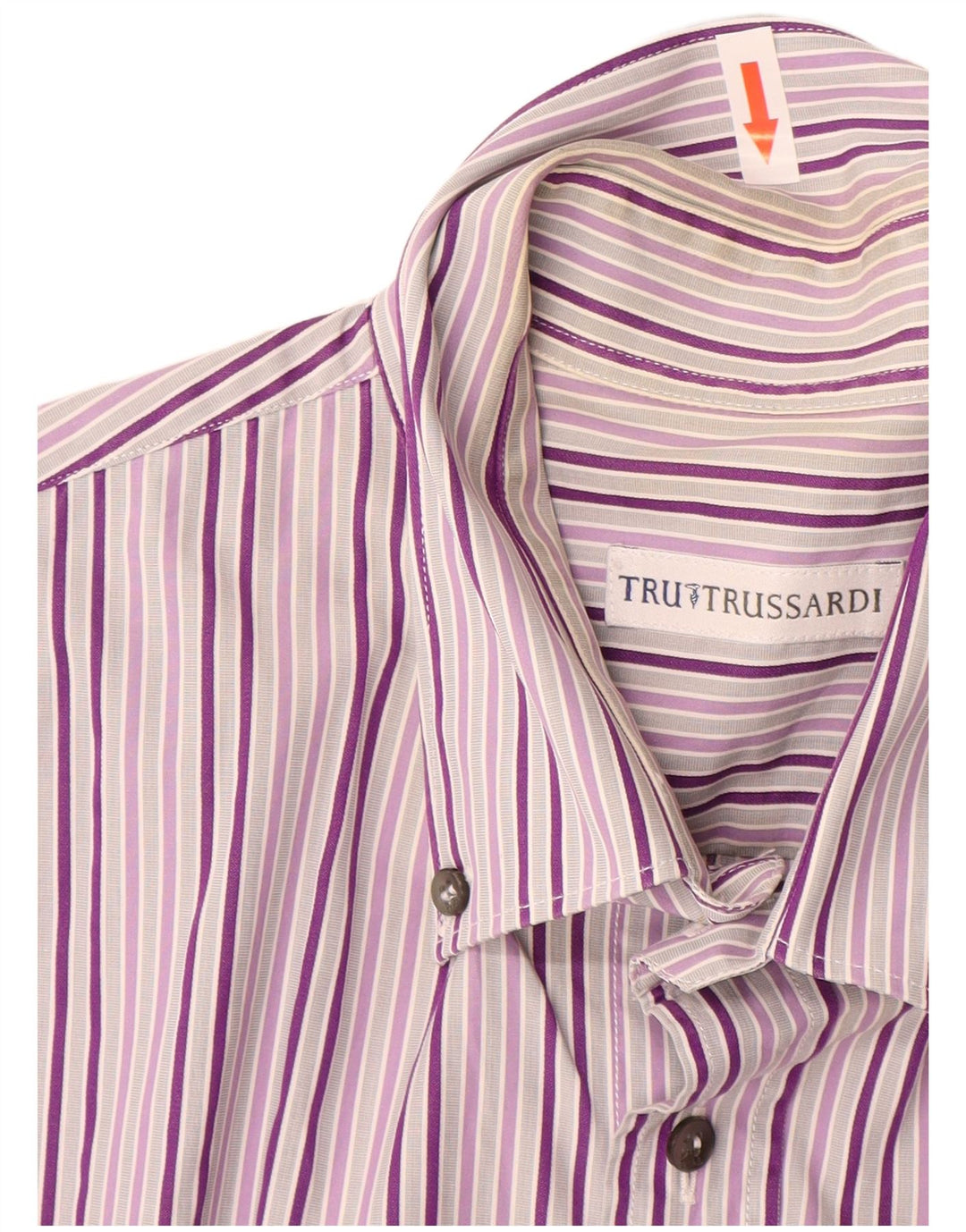 Camisa masculina de manga curta Trussardi tamanho 42 listrado roxo grande