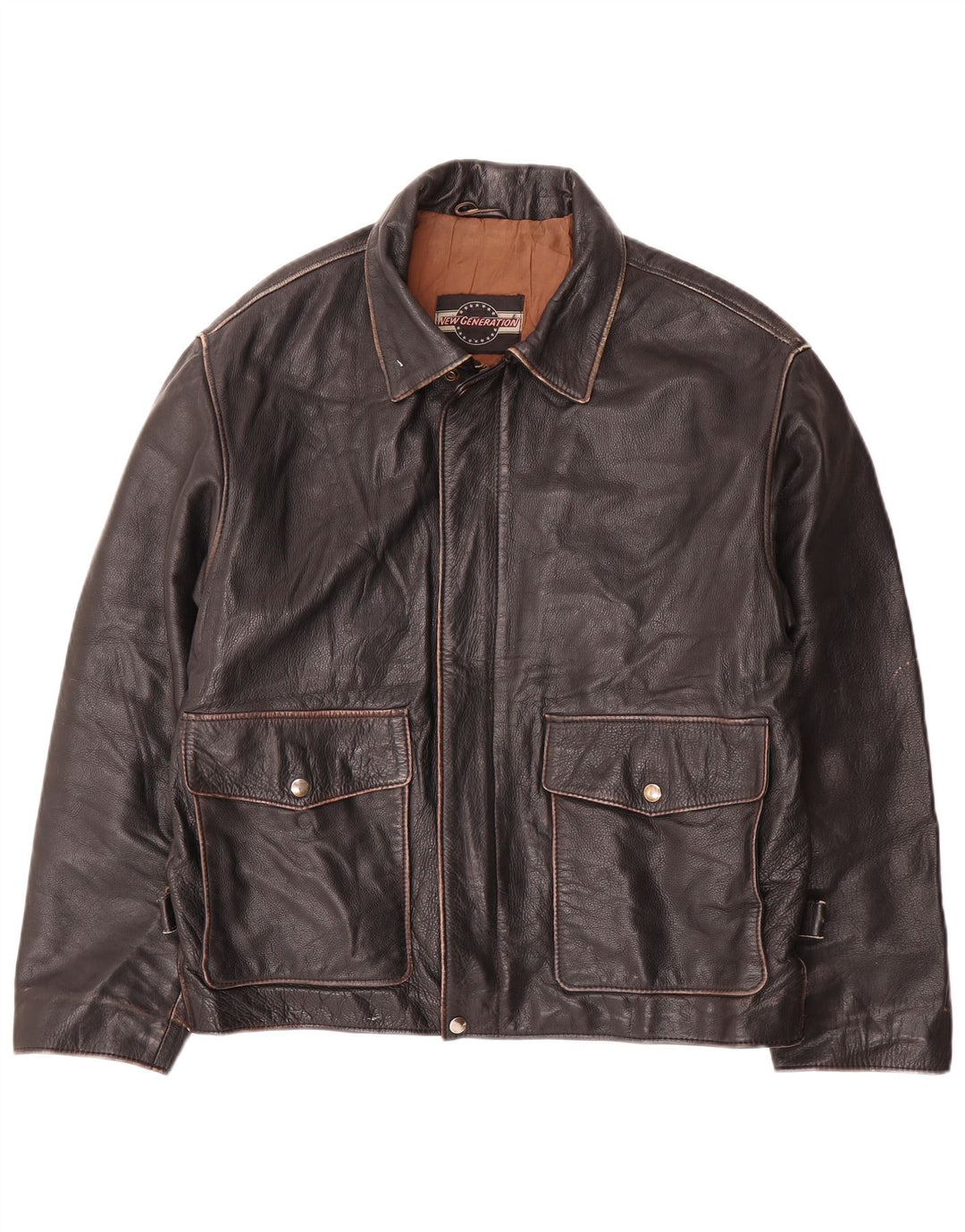 Jaqueta de couro masculina vintage IT 50 grande preta
