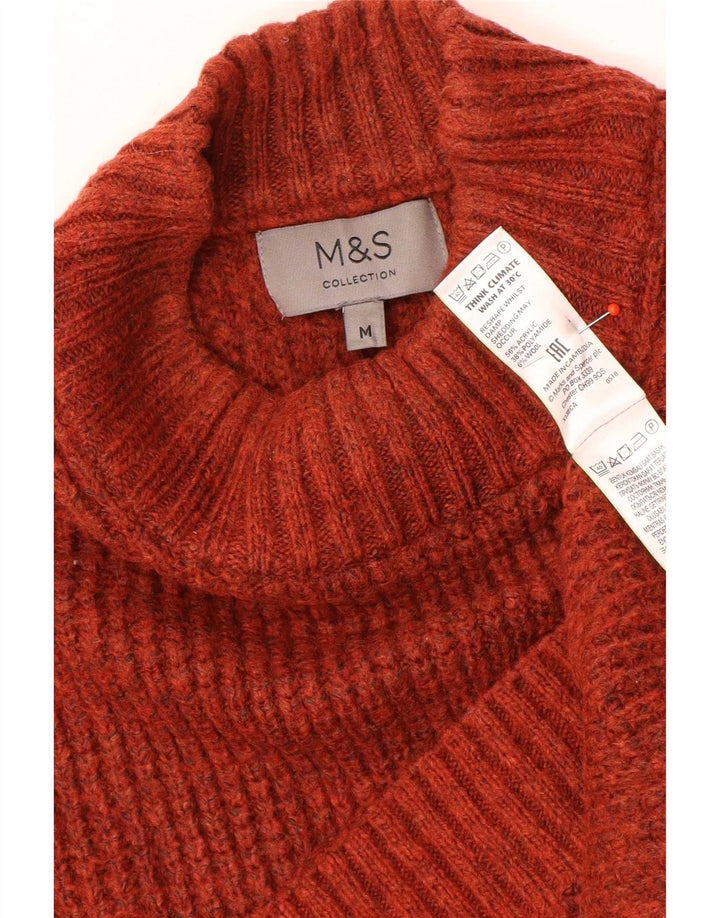 Suéter masculino Marks & Spencer com gola tartaruga e acrílico marrom médio
