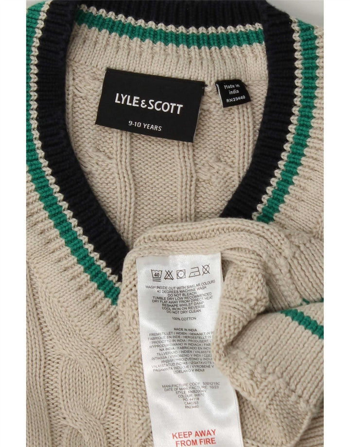 Suéter Lyle & Scott Boys com decote em V 9-10 anos algodão branco