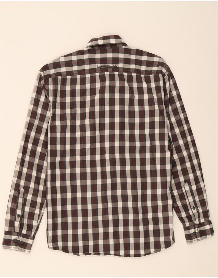 Camisa masculina de ajuste regular CAMEL ACTIVE algodão xadrez cinza médio