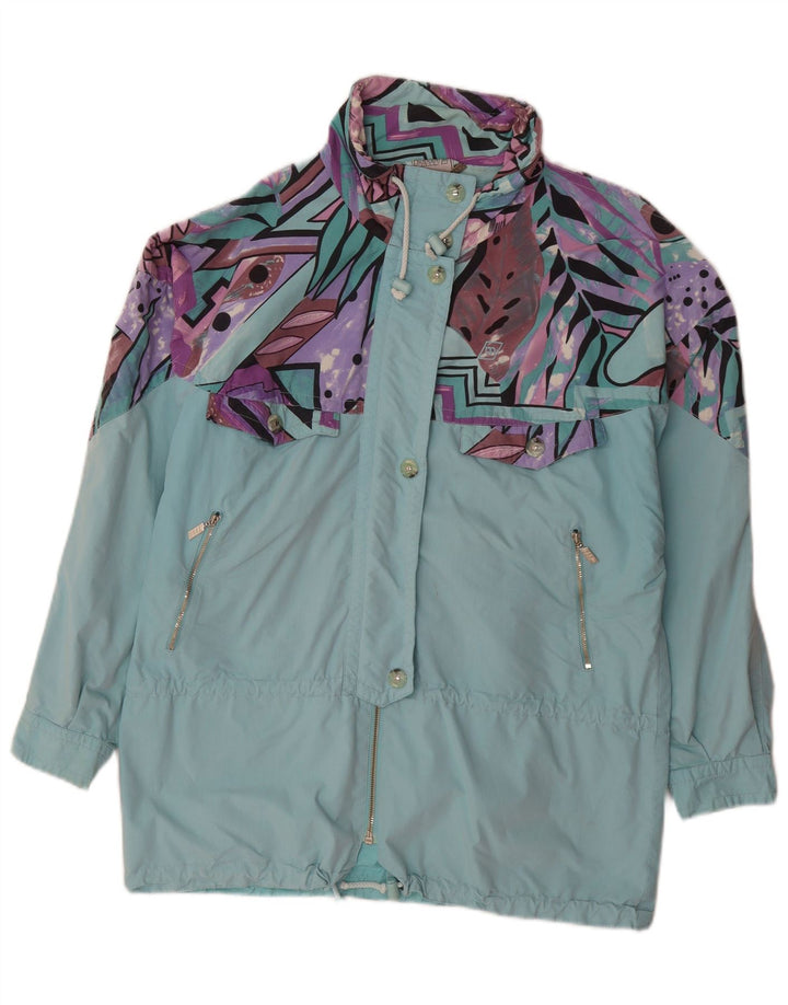 Capa de chuva grande feminina Maser M UK 10 pequena turquesa geométrica