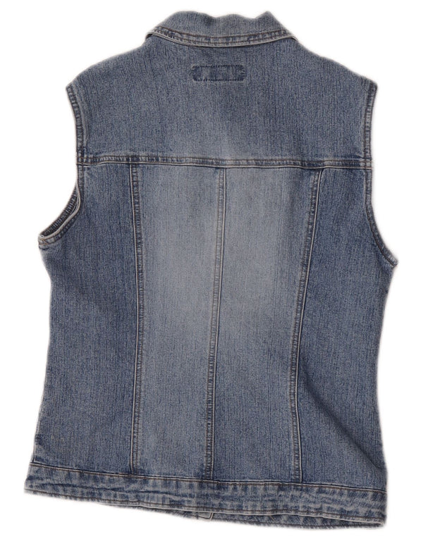 Colete jeans feminino Benetton UK 10 pequeno azul