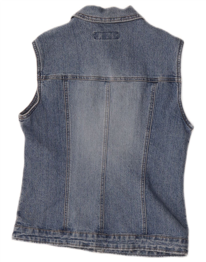 Colete jeans feminino Benetton UK 10 pequeno azul