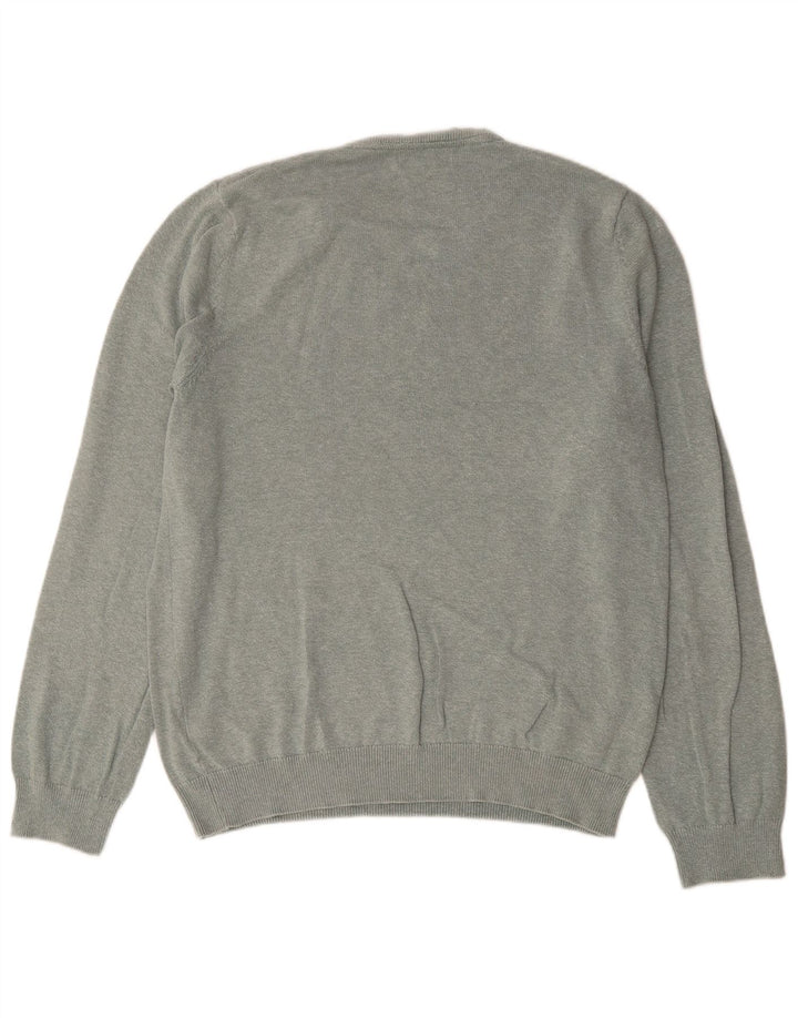 Suéter masculino Marks & Spencer com decote em V grande algodão verde