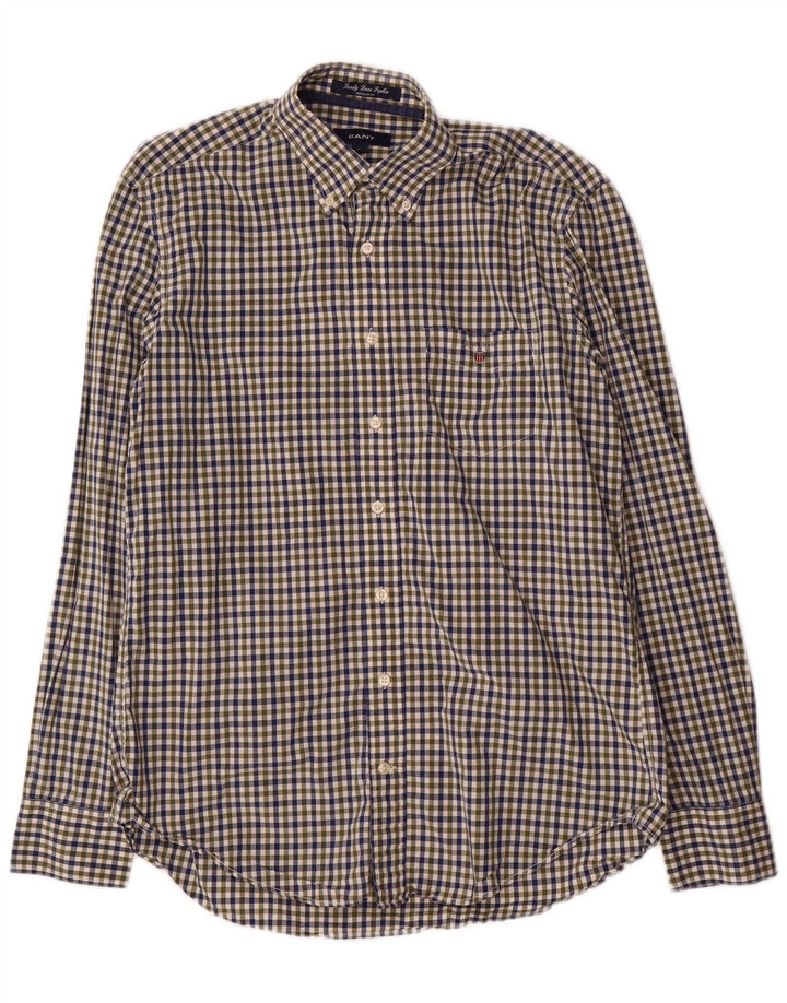 Camisa masculina Gant Regular Fit de algodão guingão verde médio
