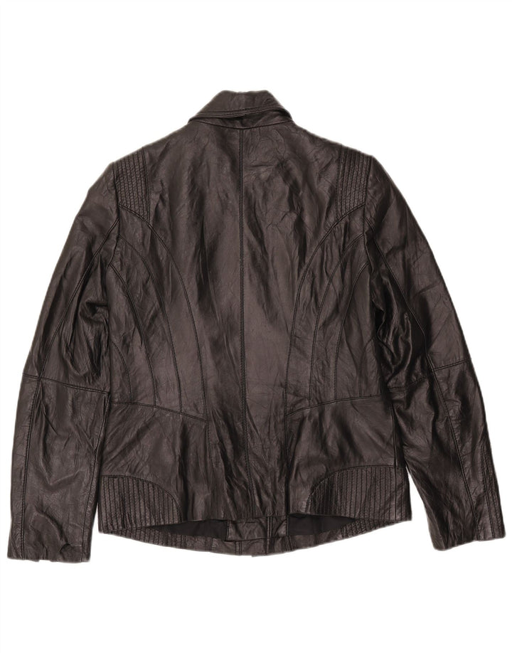 Jaqueta feminina de couro BONITA para motociclista EU 38 pele de cordeiro preta média