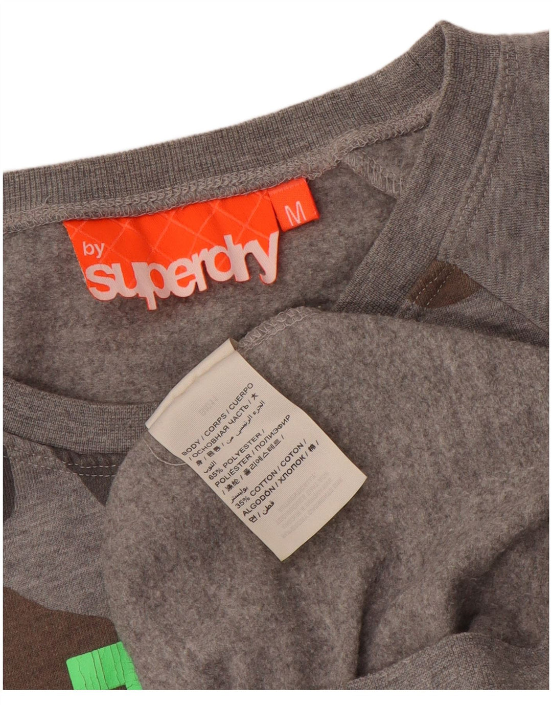 Superdry moletom gráfico masculino jumper médio cinza camuflagem poliéster