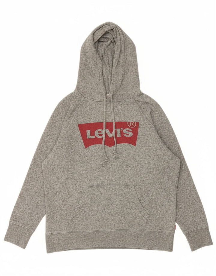 Suéter com capuz oversized feminino LEVI'S UK 6 XS algodão manchado cinza