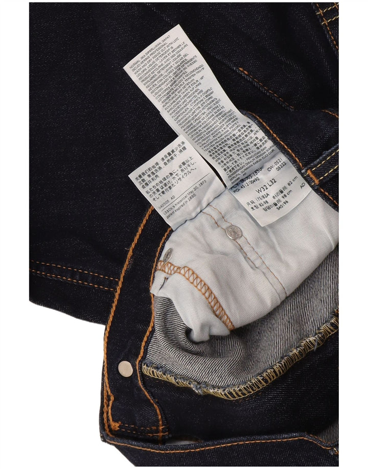 Jeans retos masculinos Levi's W32 L32 algodão azul marinho
