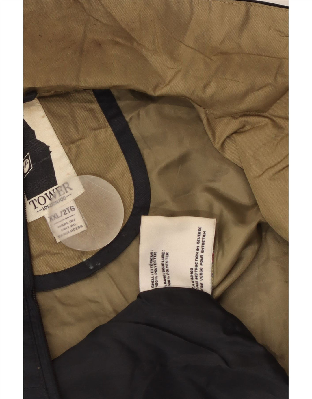 Jaqueta de chuva com capuz London Fog Mens Reino Unido 44 2XL poliéster preto