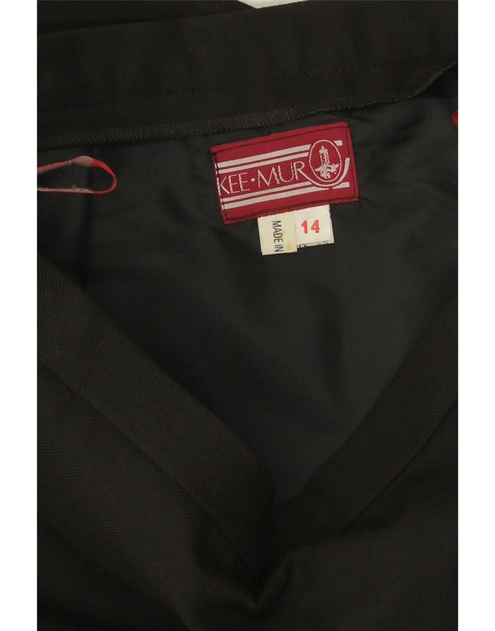 Saia lápis feminina vintage UK 14 médio W28 poliéster preto