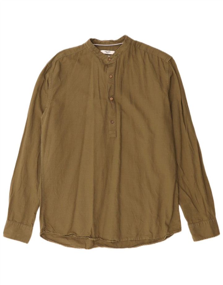 Camisa pulôver masculina Jack & Jones Premium Slim de algodão cáqui médio