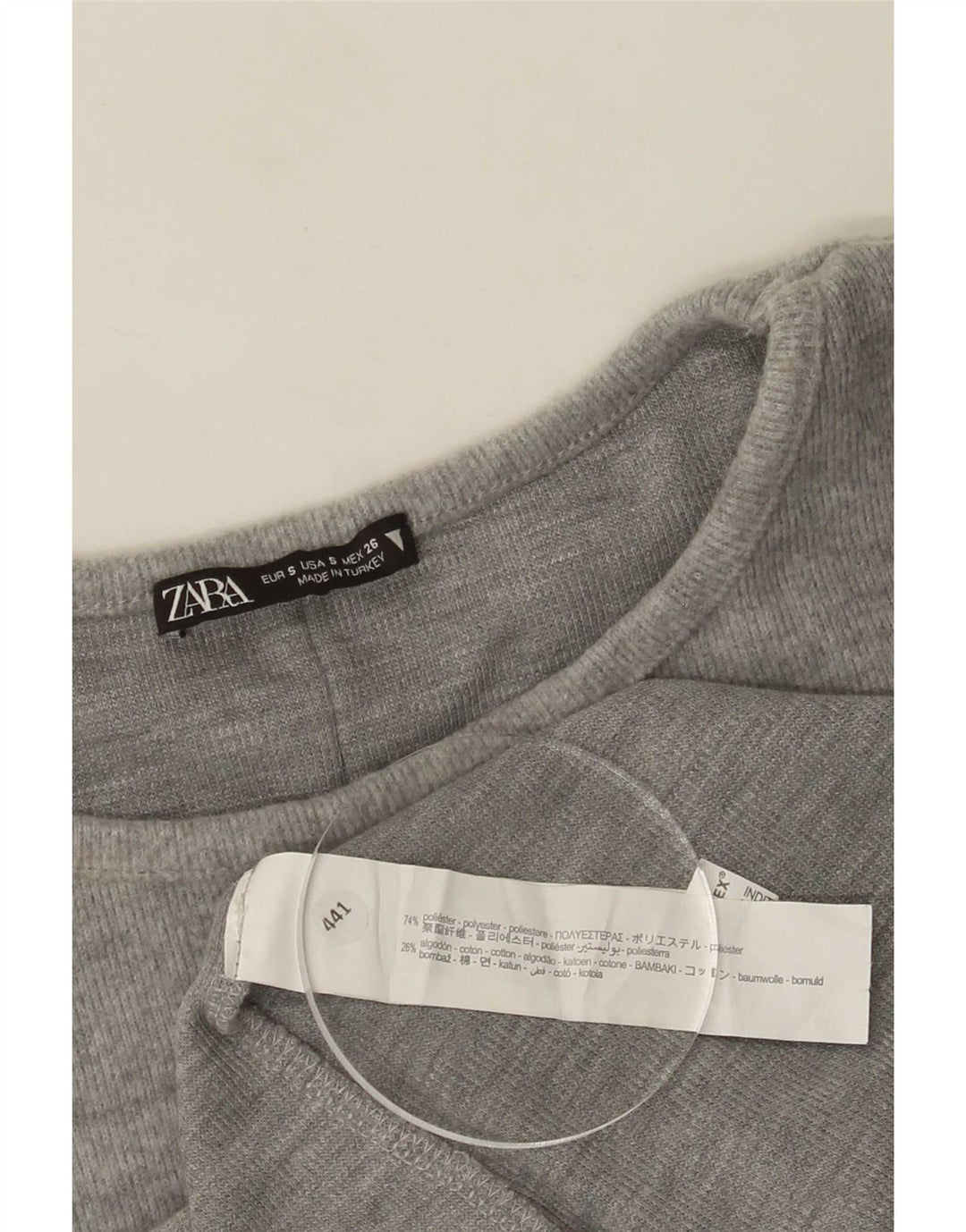 Vestido básico feminino Zara UK 8 pequeno poliéster cinza