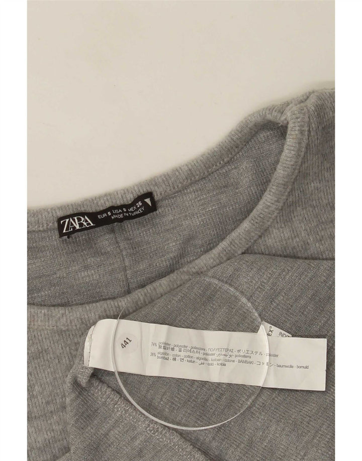 Vestido básico feminino Zara UK 8 pequeno poliéster cinza