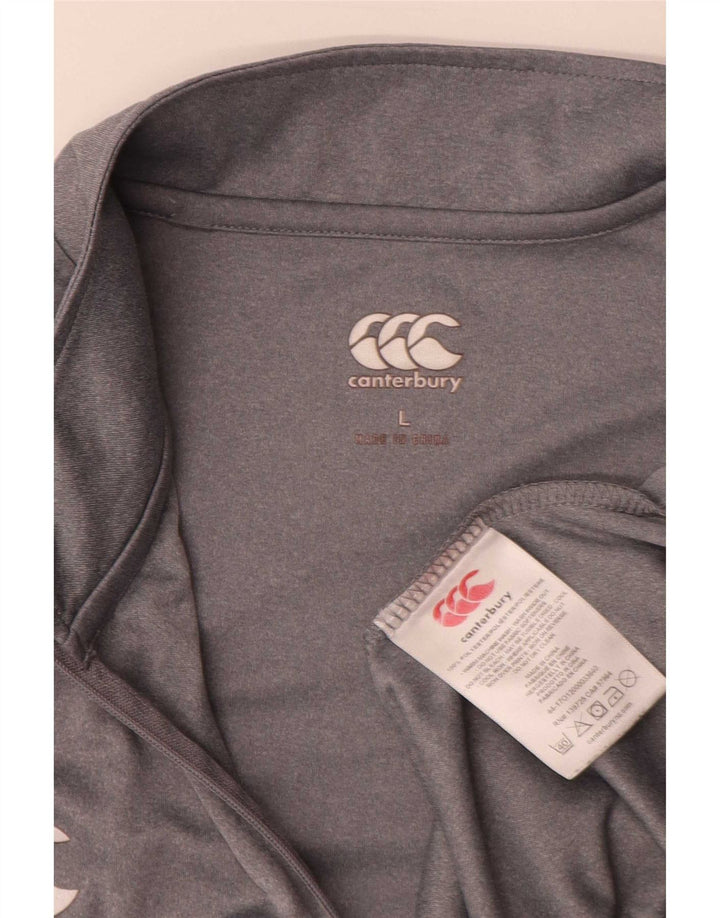 Pulôver masculino Canterbury com zíper e gola alta em poliéster cinza grande