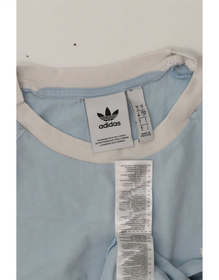 Adidas Mens Camiseta Top Pequeno Algodão Azul
