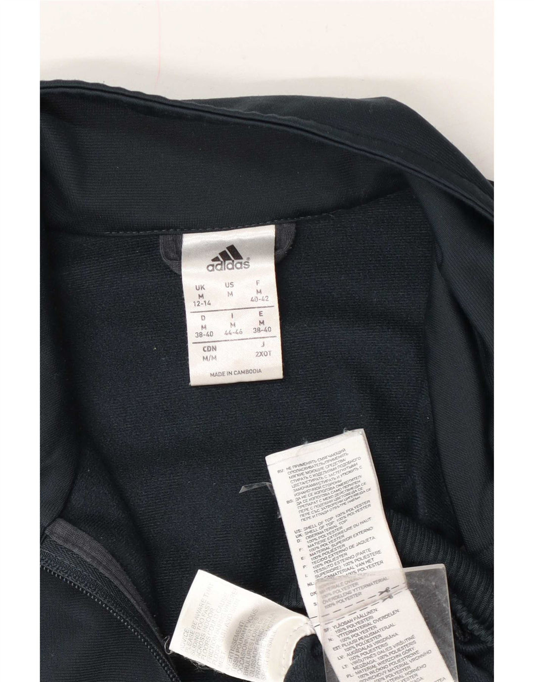 Adidas Womens Tracksuit Top Jacket UK 12/14 Médio Azul Marinho Poliéster