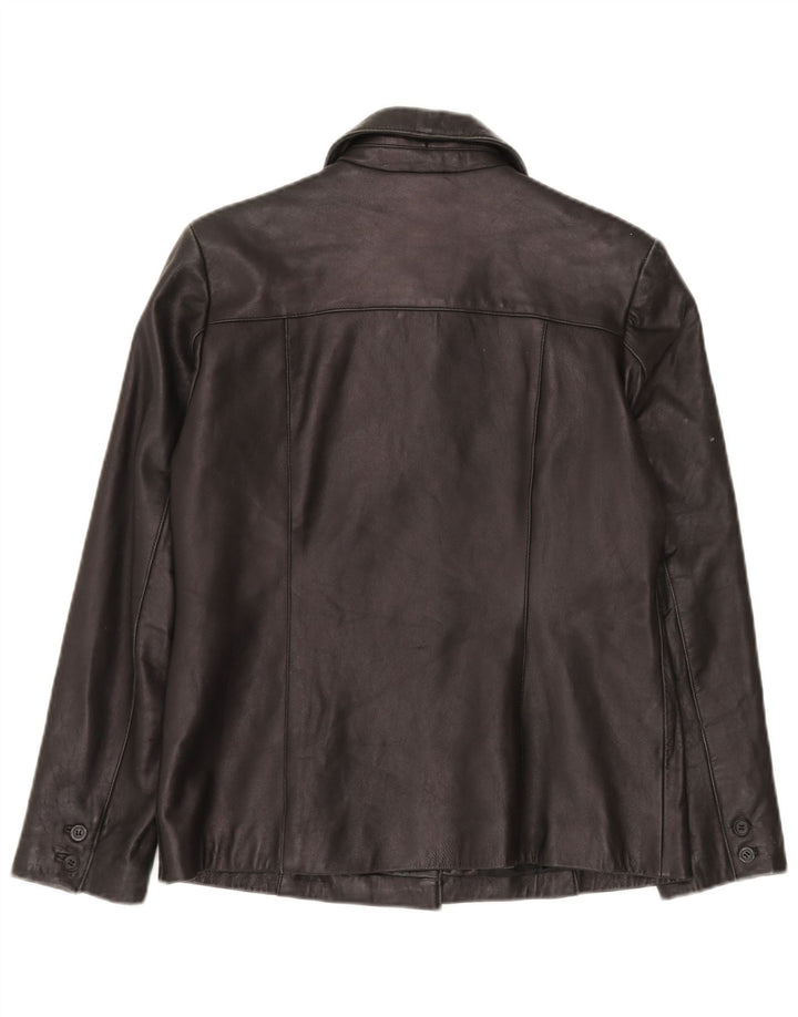 Jaqueta de couro feminina VINTAGE Reino Unido 16 grande couro preto