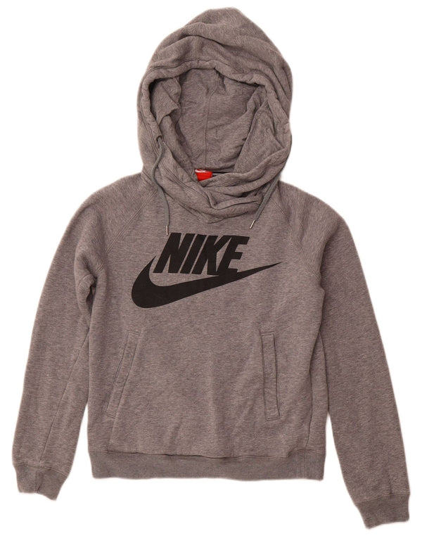 Jumper com capuz gráfico feminino NIKE UK 10 pequeno cinza algodão