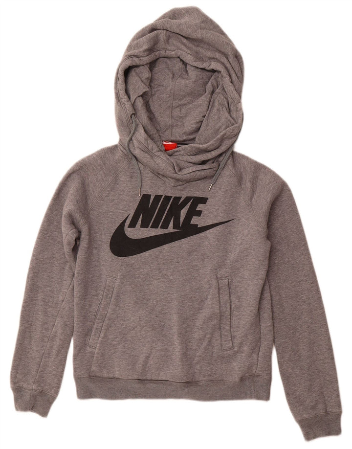 Jumper com capuz gráfico feminino NIKE UK 10 pequeno cinza algodão