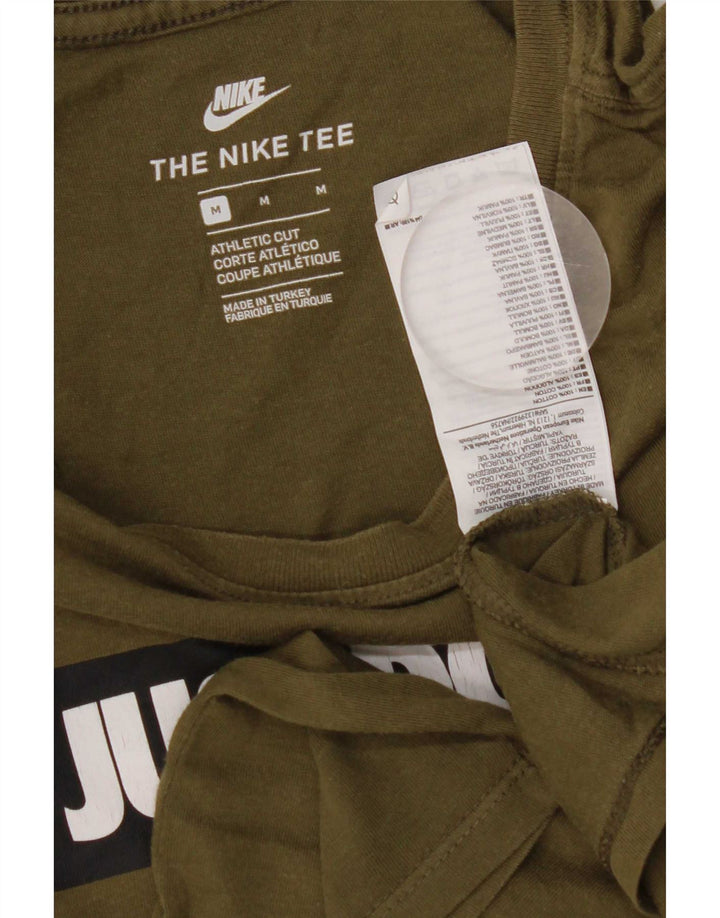 Camiseta Nike masculina gráfica Top médio algodão cáqui