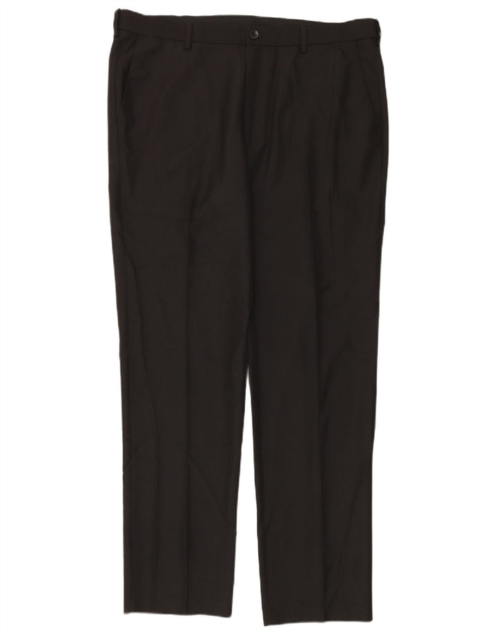 Calça masculina de ajuste regular Marks & Spencer W40 L33 poliéster preto