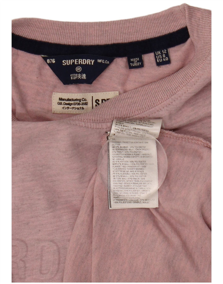 Camiseta feminina Superdry com estampa gráfica UK 12 poliéster rosa médio