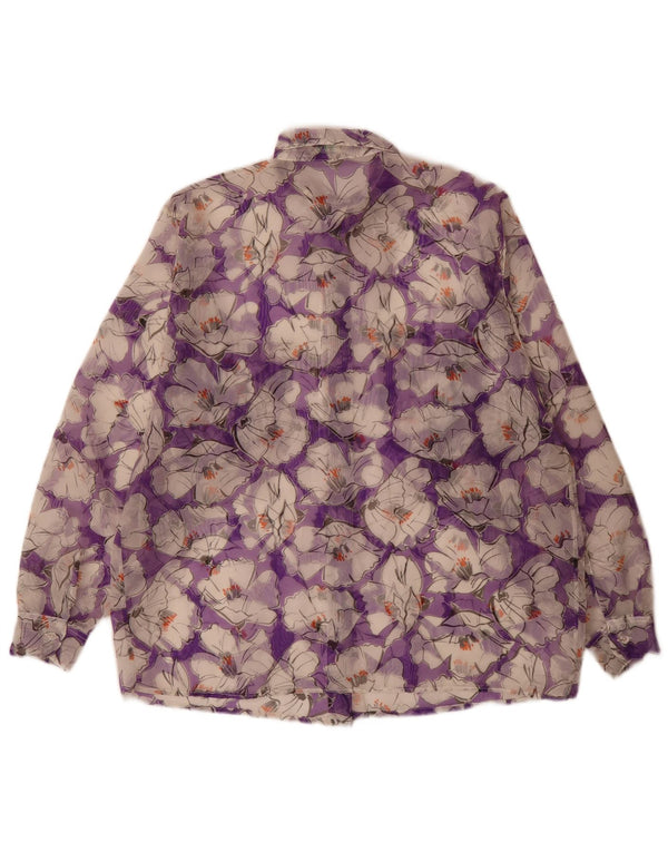 Blusa feminina Benetton de ajuste solto IT 44 médio roxo floral