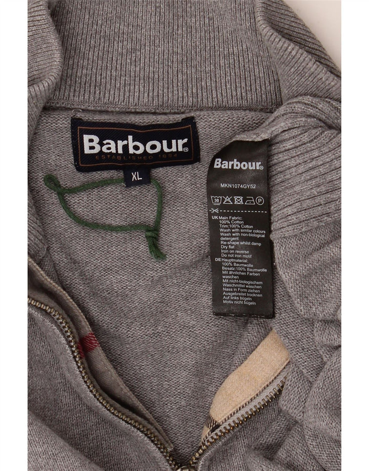 Suéter masculino Barbour com zíper e gola XL algodão cinza