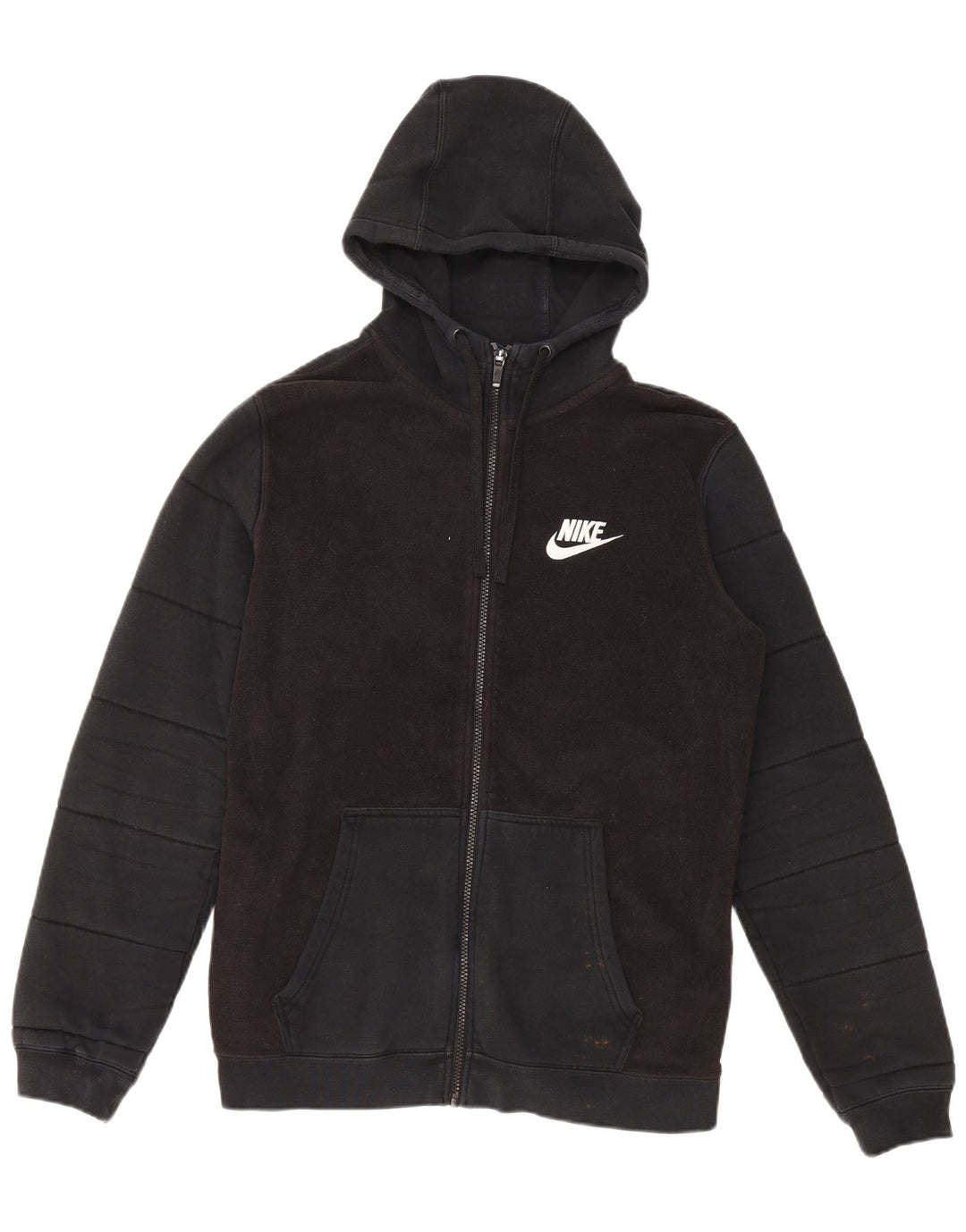 Suéter masculino Nike com capuz e zíper médio preto algodão