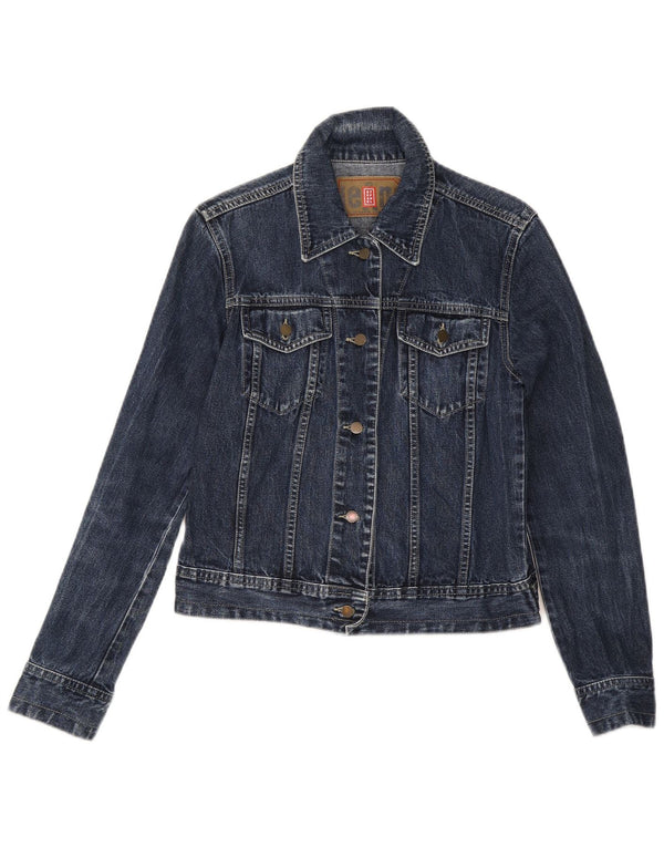 Jaqueta jeans feminina Stefanel UK 12 azul marinho médio