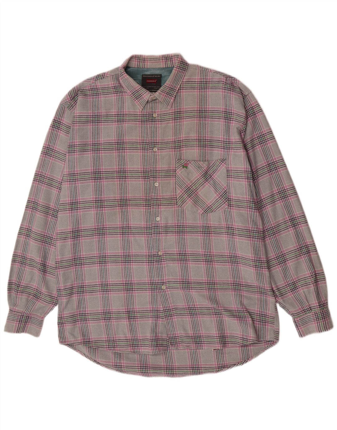 Camisa masculina de flanela Carrera Regular Fit XL cinza xadrez algodão