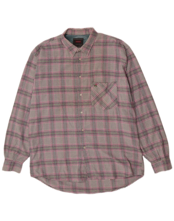 Camisa masculina de flanela Carrera Regular Fit XL cinza xadrez algodão